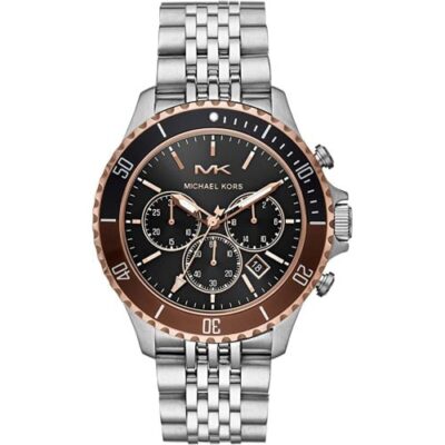 Michael Kors Men's Bayville Silver/Black Chronograph Watch - MK8725